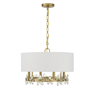 Dahlia Four Light Pendant in Warm Brass