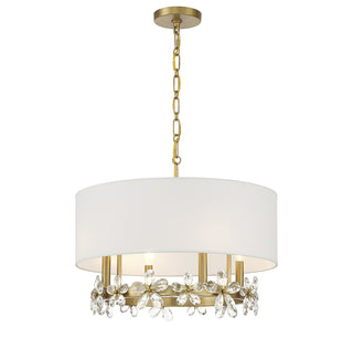 Dahlia Four Light Pendant in Warm Brass