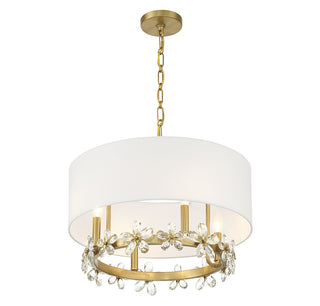 Dahlia Four Light Pendant in Warm Brass