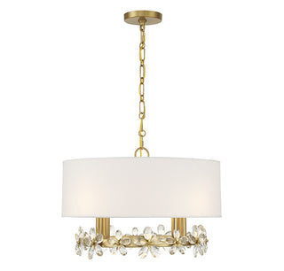 Dahlia Four Light Pendant in Warm Brass