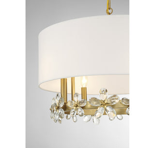 Dahlia Four Light Pendant in Warm Brass