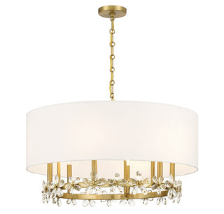 Dahlia Six Light Pendant in Warm Brass