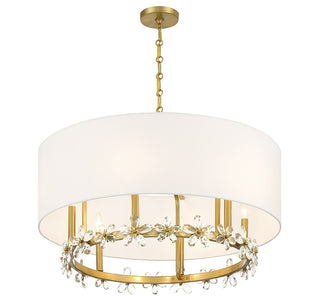 Dahlia Six Light Pendant in Warm Brass