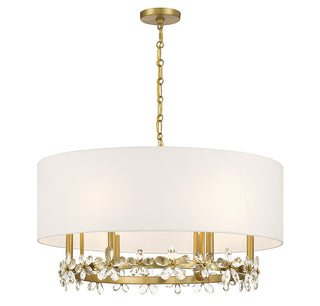 Dahlia Six Light Pendant in Warm Brass