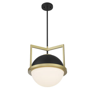 Carlysle One Light Pendant in Matte Black with Warm Brass