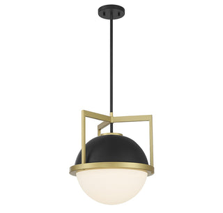Carlysle One Light Pendant in Matte Black with Warm Brass