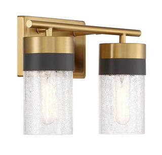 Brickell Two Light Bathroom Vanity in Warm Brass