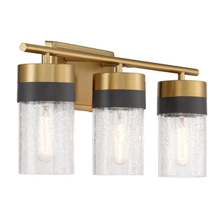 Brickell Three Light Bathroom Vanity in Warm Brass