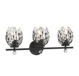 Moreno Three Light Bathroom Vanity in Matte Black