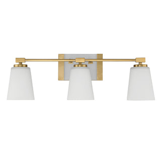 Darby Three Light Bathroom Vanity in Warm Brass
