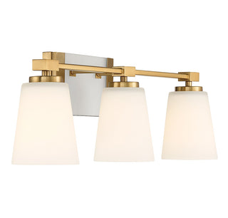 Darby Three Light Bathroom Vanity in Warm Brass