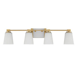 Darby Four Light Bathroom Vanity in Warm Brass