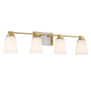 Darby Four Light Bathroom Vanity in Warm Brass