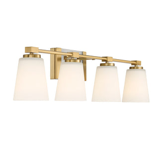 Darby Four Light Bathroom Vanity in Warm Brass