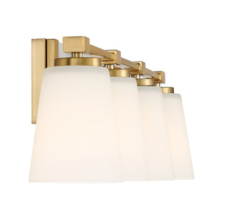 Darby Four Light Bathroom Vanity in Warm Brass