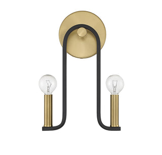 Archway Two Light Wall Sconce in Matte Black with Warm Brass