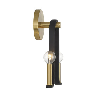 Archway Two Light Wall Sconce in Matte Black with Warm Brass