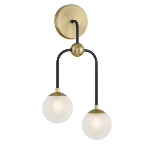 Couplet Two Light Wall Sconce in Matte Black with Warm Brass