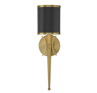 Quincy One Light Wall Sconce in Matte Black with Warm Brass