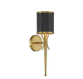 Quincy One Light Wall Sconce in Matte Black with Warm Brass