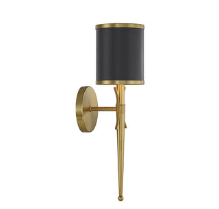 Quincy One Light Wall Sconce in Matte Black with Warm Brass