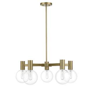 Wright Five Light Chandelier in Warm Brass
