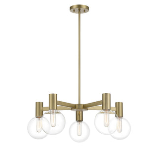 Wright Five Light Chandelier in Warm Brass