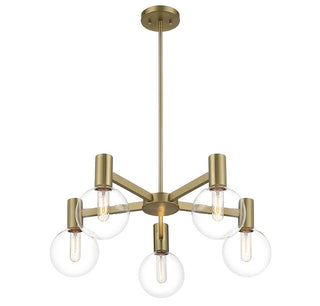 Wright Five Light Chandelier in Warm Brass