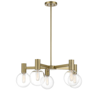 Wright Five Light Chandelier in Warm Brass