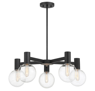 Wright Five Light Chandelier in Matte Black
