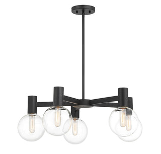Wright Five Light Chandelier in Matte Black