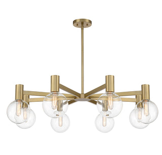 Wright Eight Light Chandelier in Warm Brass