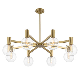Wright Eight Light Chandelier in Warm Brass