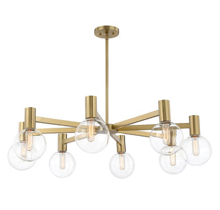 Wright Eight Light Chandelier in Warm Brass