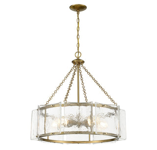 Genry Five Light Pendant in Warm Brass