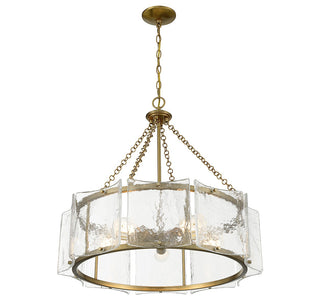 Genry Five Light Pendant in Warm Brass