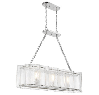 Genry Three Light Linear Chandelier in Polished Nickel