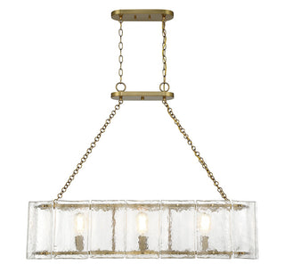 Genry Three Light Linear Chandelier in Warm Brass