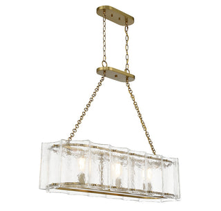 Genry Three Light Linear Chandelier in Warm Brass