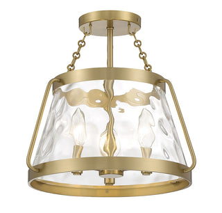 Crawford Three Light Semi-Flush Mount in Warm Brass