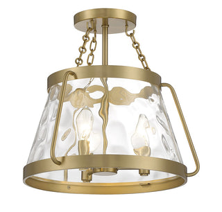 Crawford Three Light Semi-Flush Mount in Warm Brass