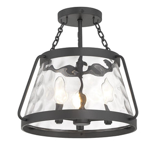 Crawford Three Light Semi-Flush Mount in Matte Black