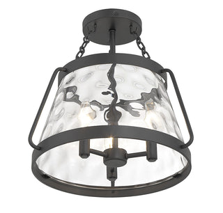 Crawford Three Light Semi-Flush Mount in Matte Black