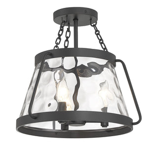 Crawford Three Light Semi-Flush Mount in Matte Black