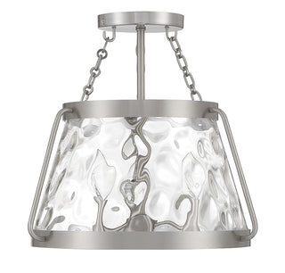 Crawford Three Light Semi-Flush Mount in Satin Nickel