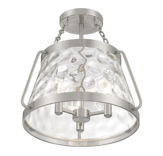 Crawford Three Light Semi-Flush Mount in Satin Nickel