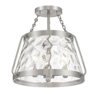 Crawford Three Light Semi-Flush Mount in Satin Nickel