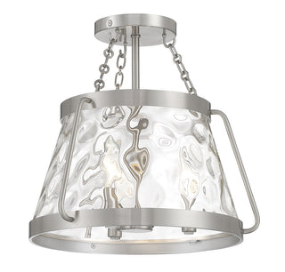 Crawford Three Light Semi-Flush Mount in Satin Nickel