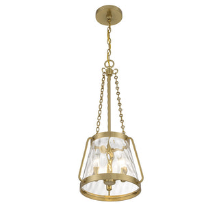 Crawford Three Light Pendant in Warm Brass