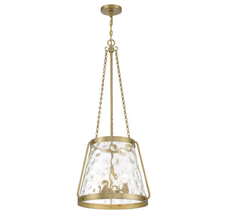 Crawford Four Light Pendant in Warm Brass
